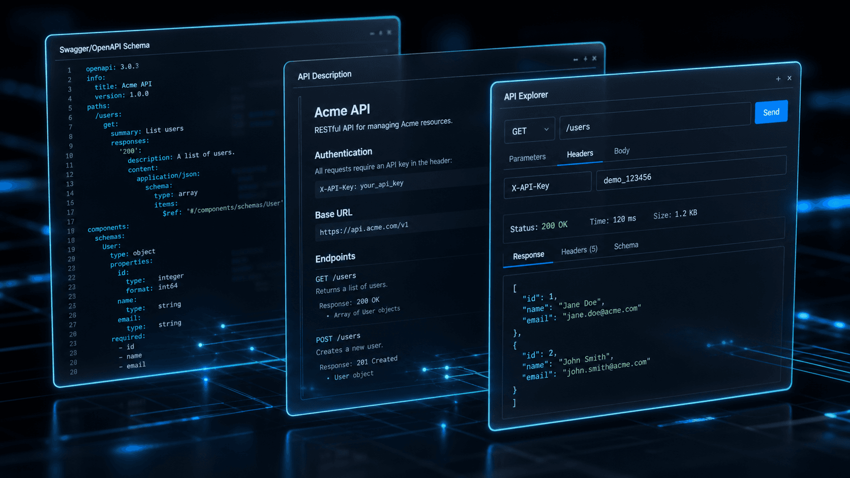 OpenAPI, an interactive explorer, and llms.txt: the three layers of the developer experience