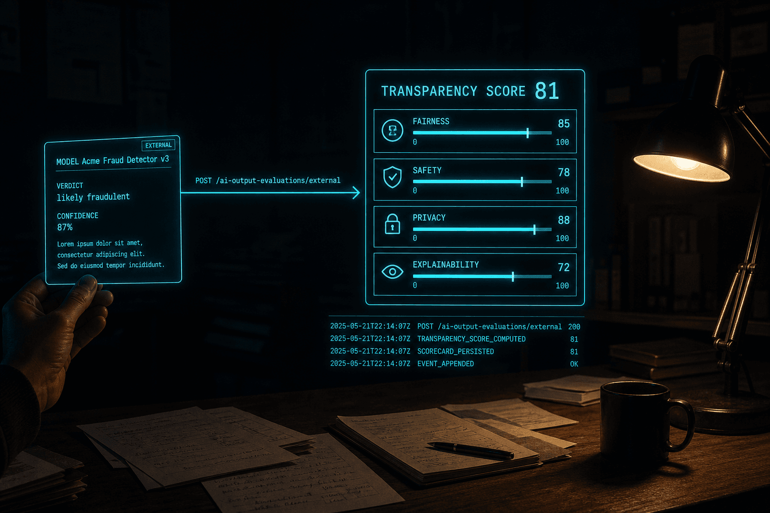 Evaluate your own AI's output: external submissions land in AI Result Evaluation